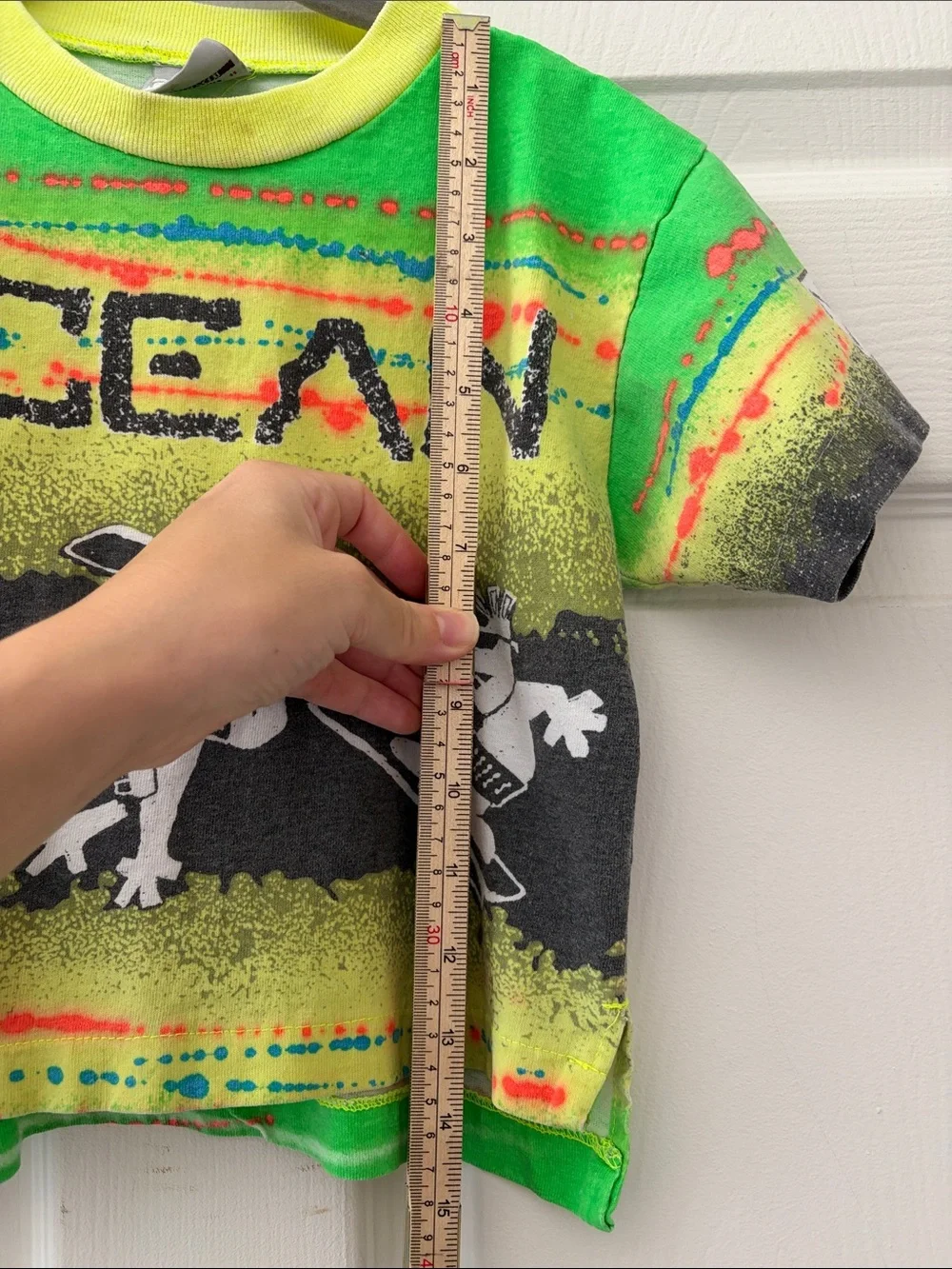 OP Neon Green 'Ocean' Graphic Tee with Yellow Trim